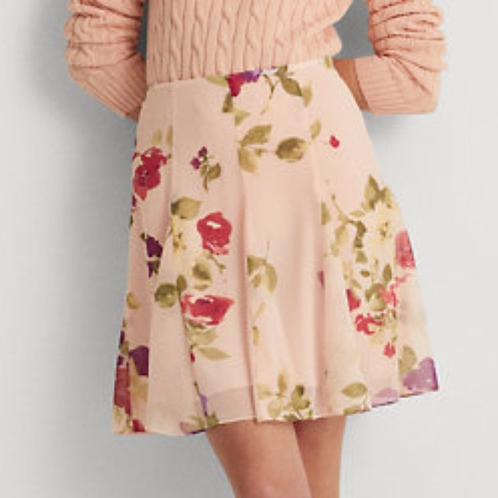 NWT Lauren Ralph Lauren Skater Mini Skirt in Pink and Red